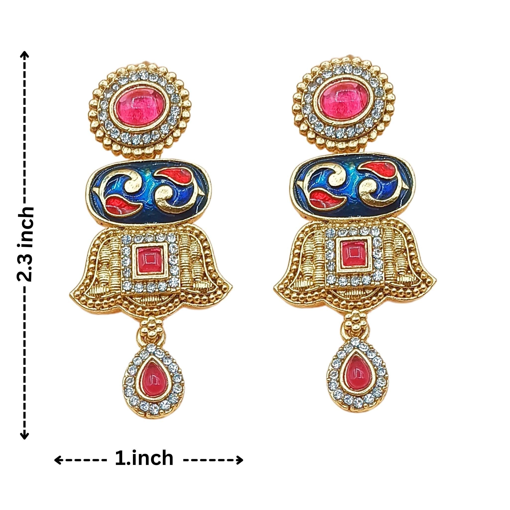 Manju Meenakari Rajwadi Choker Set  Pearl String Temple Necklace, Bridal Indian Jewellery Set