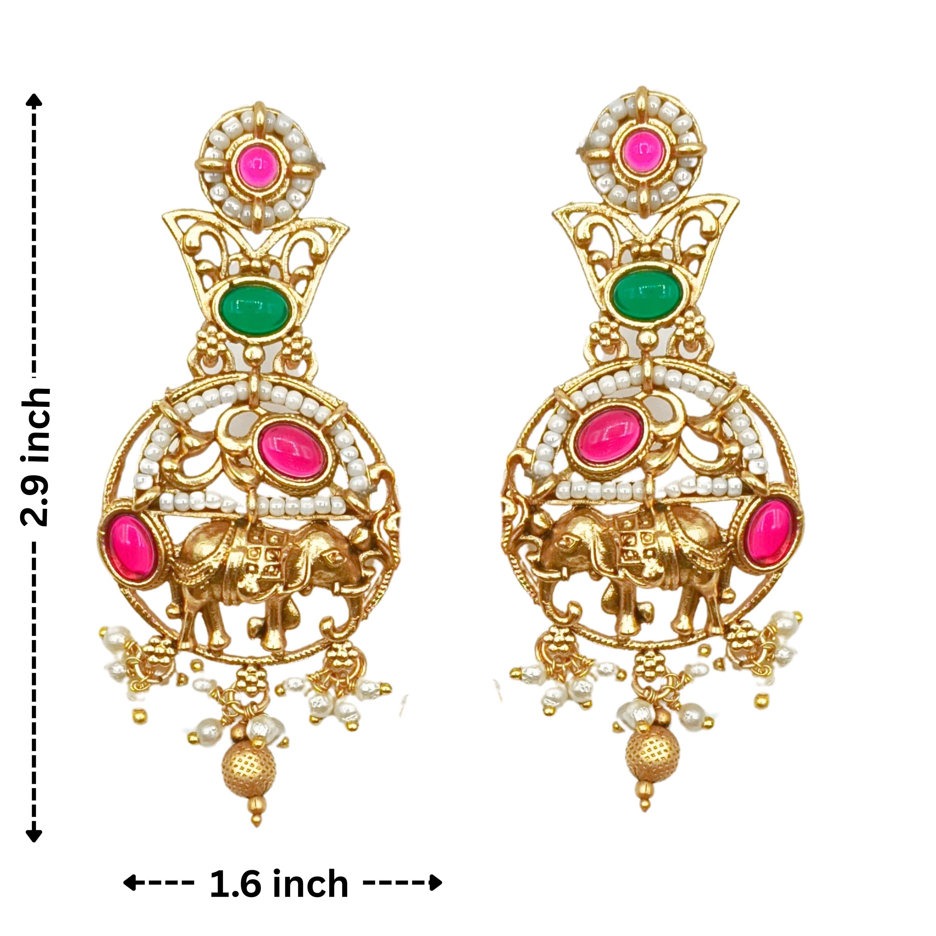 Royal Ethnic Necklace Set Set - Meenakari Multi Copper Indian Sangeet Jewelry - Handcrafted Ethnic Wear