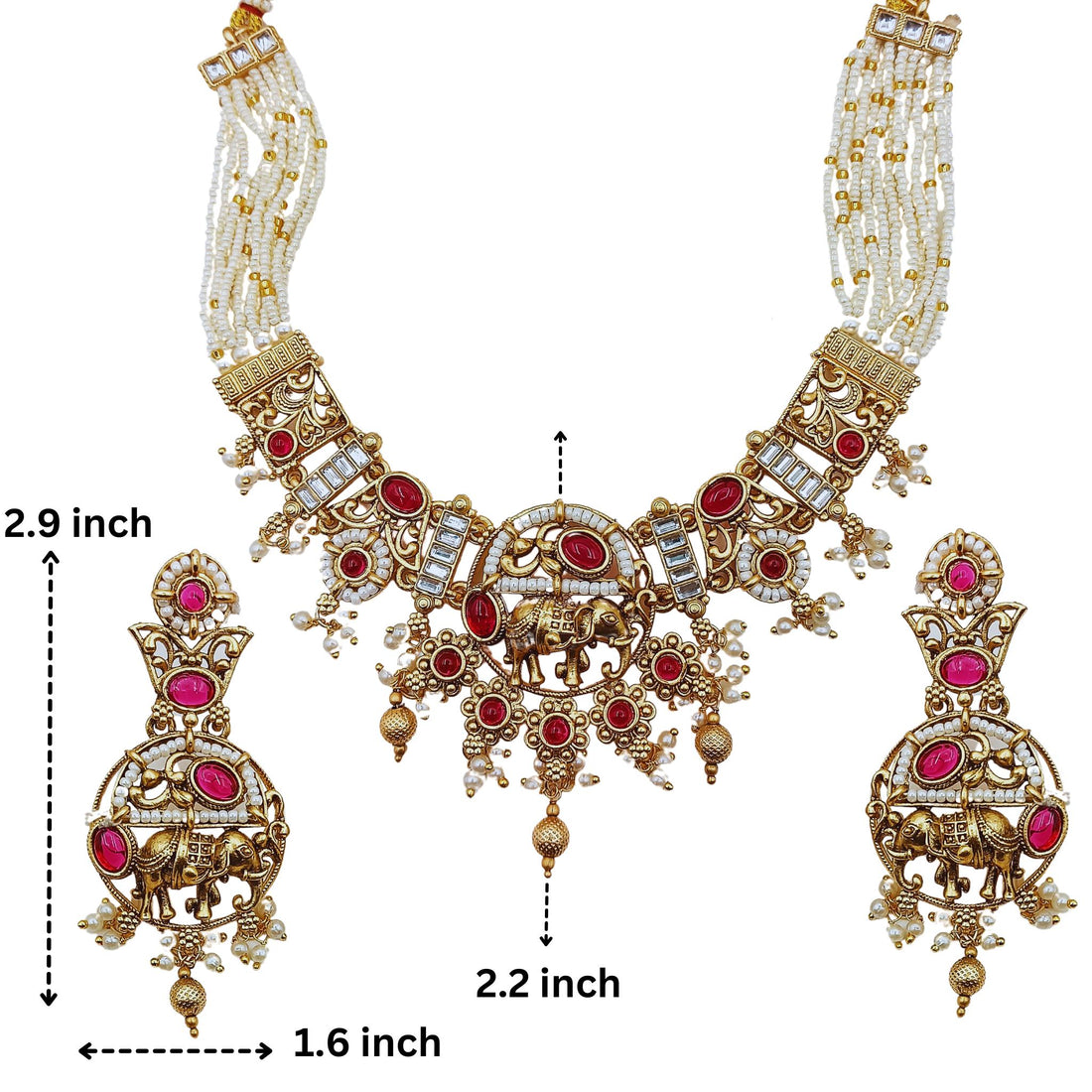 Rajputi Elephant Necklace Set: Rajwadi Indian Wedding Jewelry