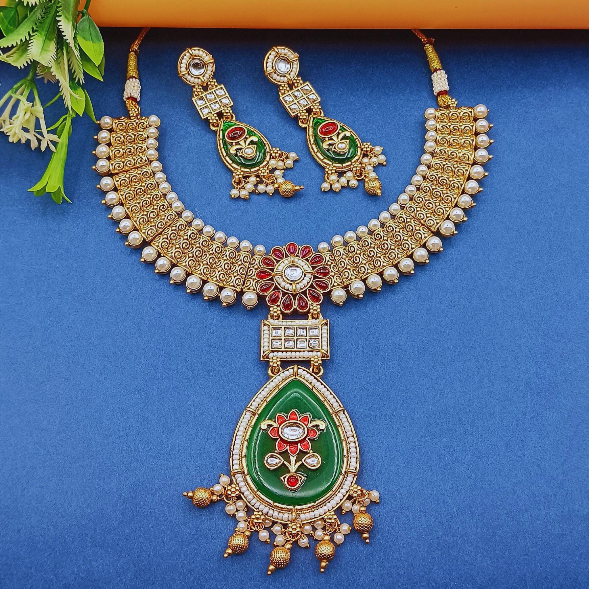 Vijaylaxmi Meenakari Kundan Necklace | Authentic Rajputi Pearl Choker