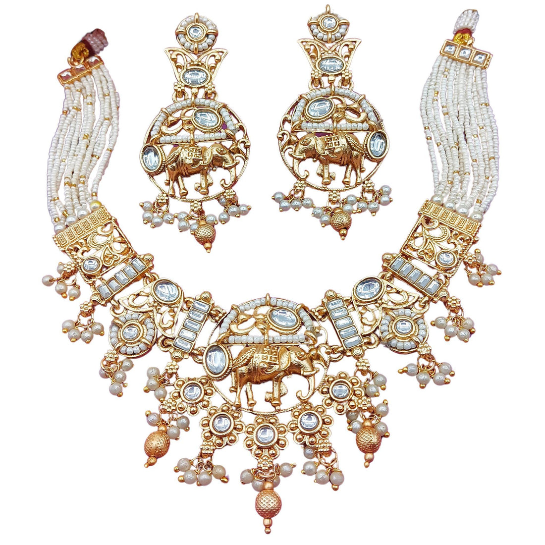 Rajputi Elephant Necklace Set: Rajwadi Indian Wedding Jewelry