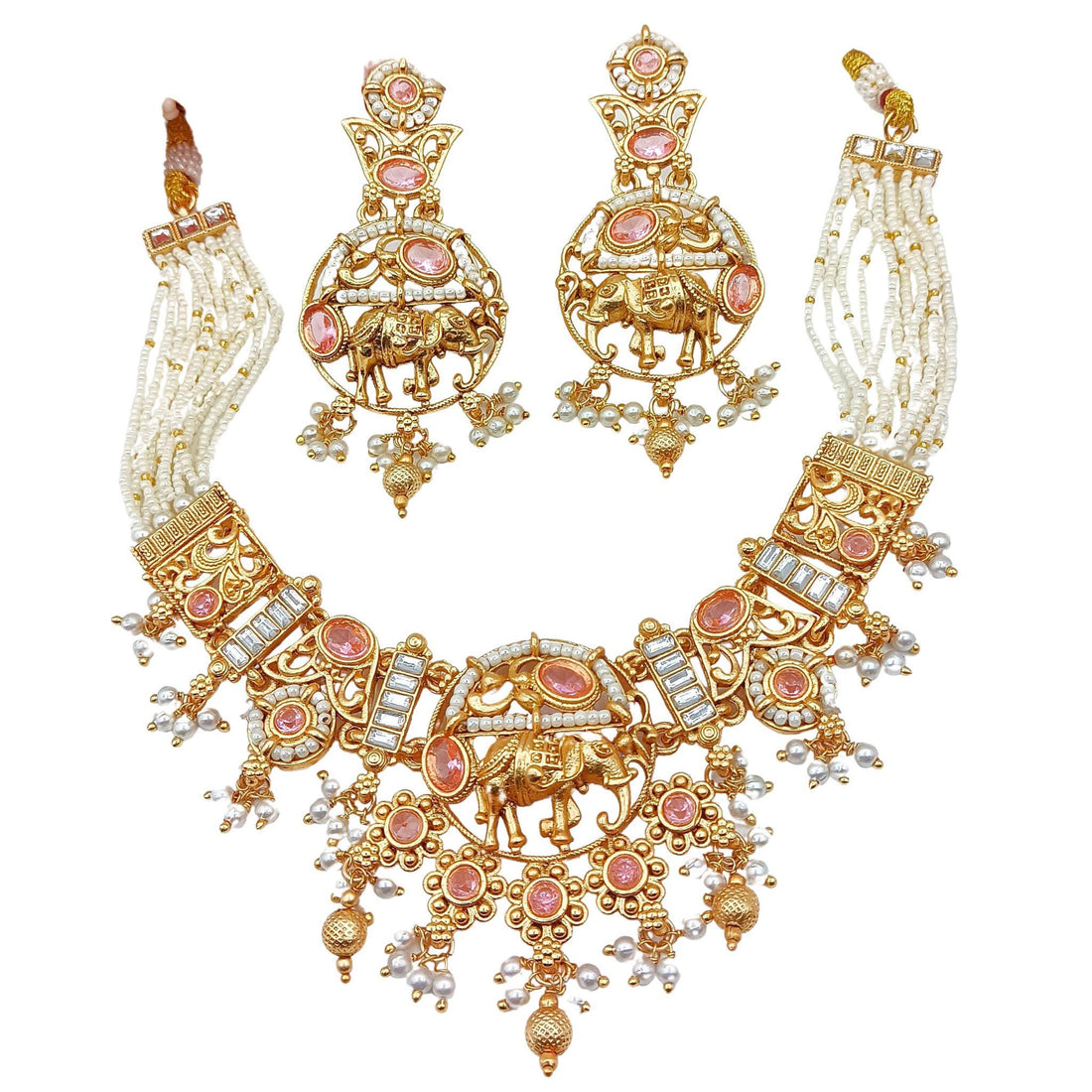Rajputi Elephant Necklace Set: Rajwadi Indian Wedding Jewelry