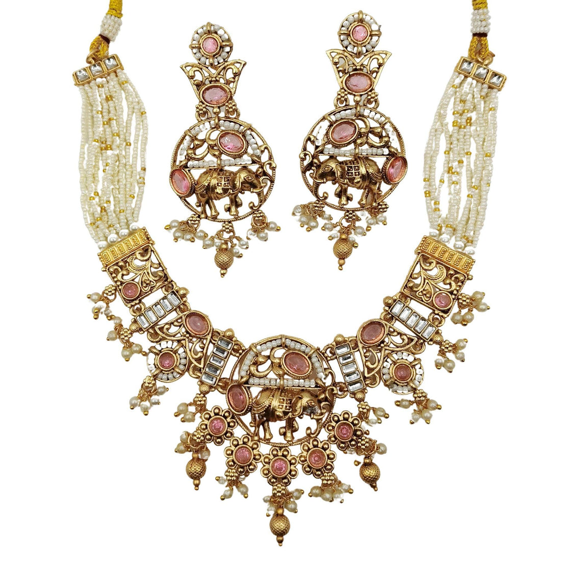 Rajputi Elephant Necklace Set: Rajwadi Indian Wedding Jewelry