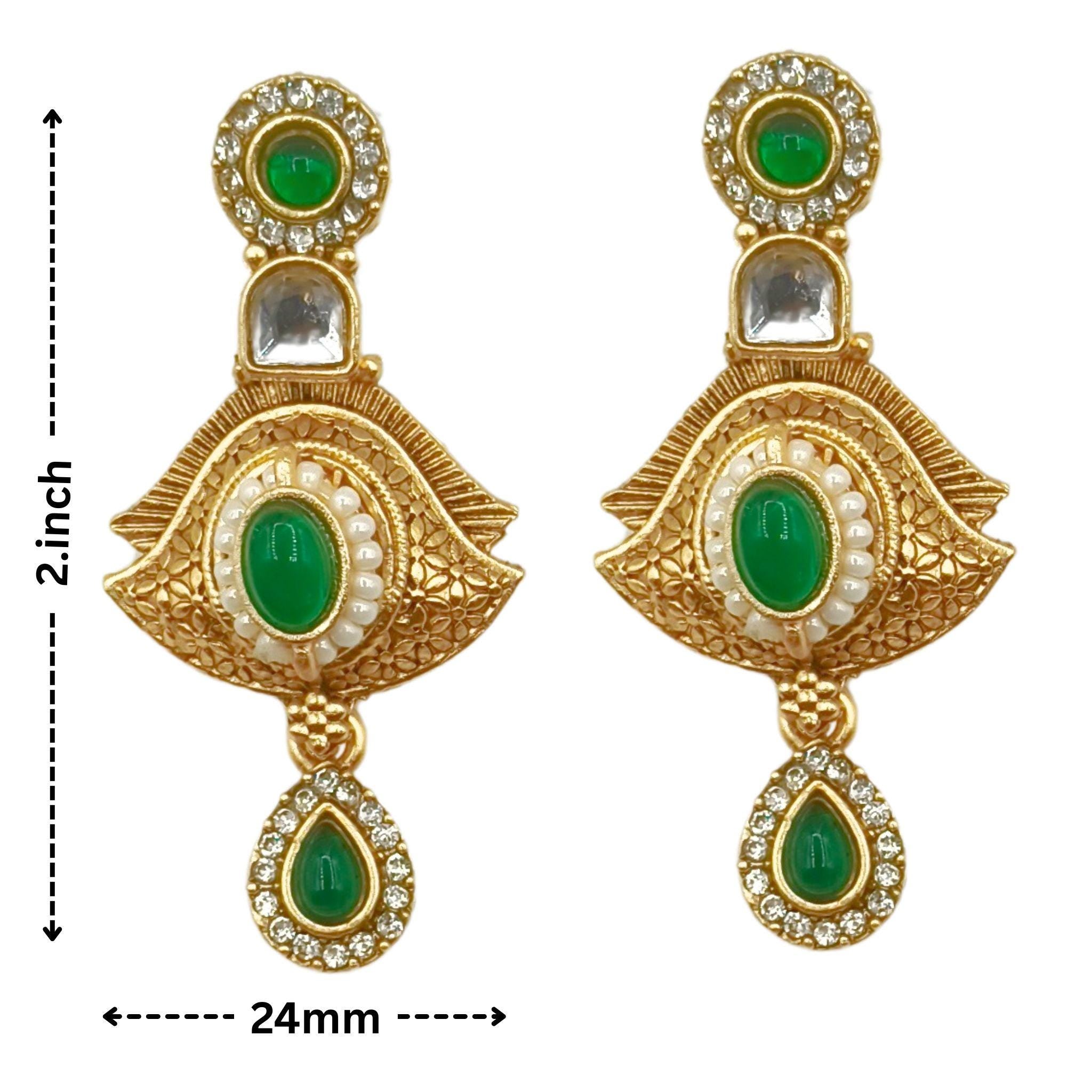 Rajputi Meenakari Necklace Set: Peacock Green Enamel Choker, Earrings