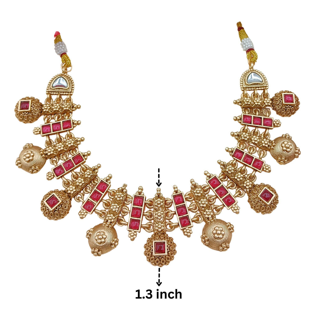 Rajwadi Meenakari Necklace Set: Agni Red Indian Bridal Jewelry