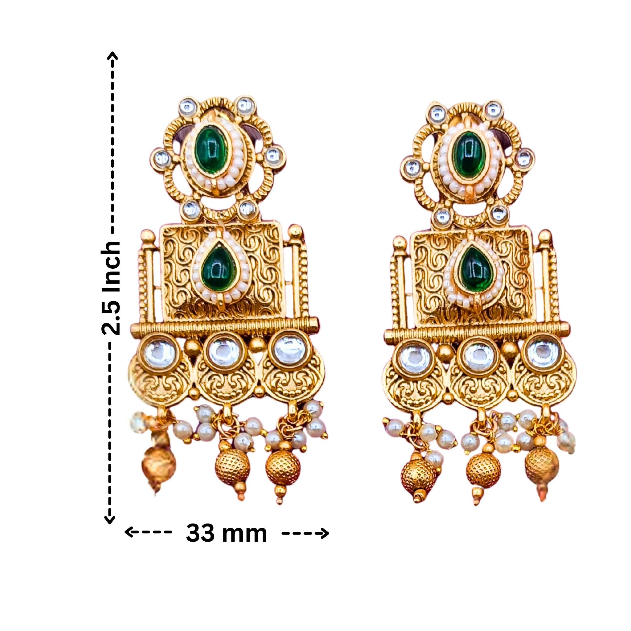 Gold Plated Temple Choker Necklace Set: Saag Green Indian Jewelry